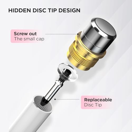 GadgetBite Stylus Pen for Android Tablet & iOS All Touchscreen Devices Capacitive Universal Smart Pen Pencil with Fine Point Disc Tip Lightweight Metal Body and Magnetic Cover for Mobile Phone iPad Tab - Silver - Image 5
