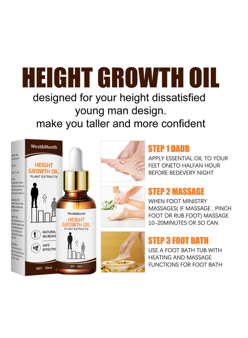 West&Month Height Growth Oil ， Natural Plant Heightening Essential Oil，Promote Bone Growth，Foot Stimulation Massage Health Care Product to Increase Height for Teens，Promote Height Growth in Children and Adults  - Image 4