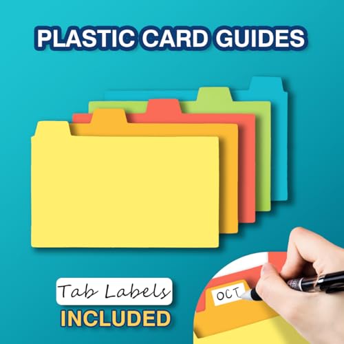H4D Index Card Holder 3x5 Inches with 25 Plastic Dividers, Black - Image 5