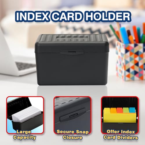 H4D Index Card Holder 3x5 Inches with 25 Plastic Dividers, Black - Image 4