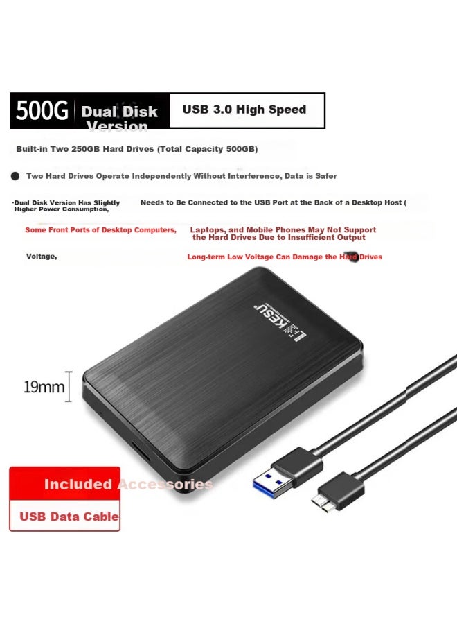 Kesu 640gb Portable External Hard Drive Large Capacity Dual Disk Backup Usb 3.0 Mechanical Hard Drive 320+320gb Storage Backup K1 Vibrant Blue 2.5-inch Usb Drive - Image 2