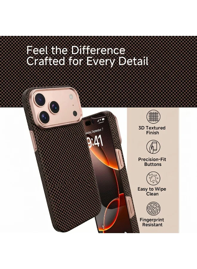 Mobcos Mobcos 17 Pro Max Fiber Chex Plain Gold Mobcos iPhone 17 Pro Max Chex Plain Gold Aramid Fiber Case, 1500D Fusion Weave, Ultra Slim Lightweight Magnetic Cover, MagSafe Compatible  | Best Price UAE