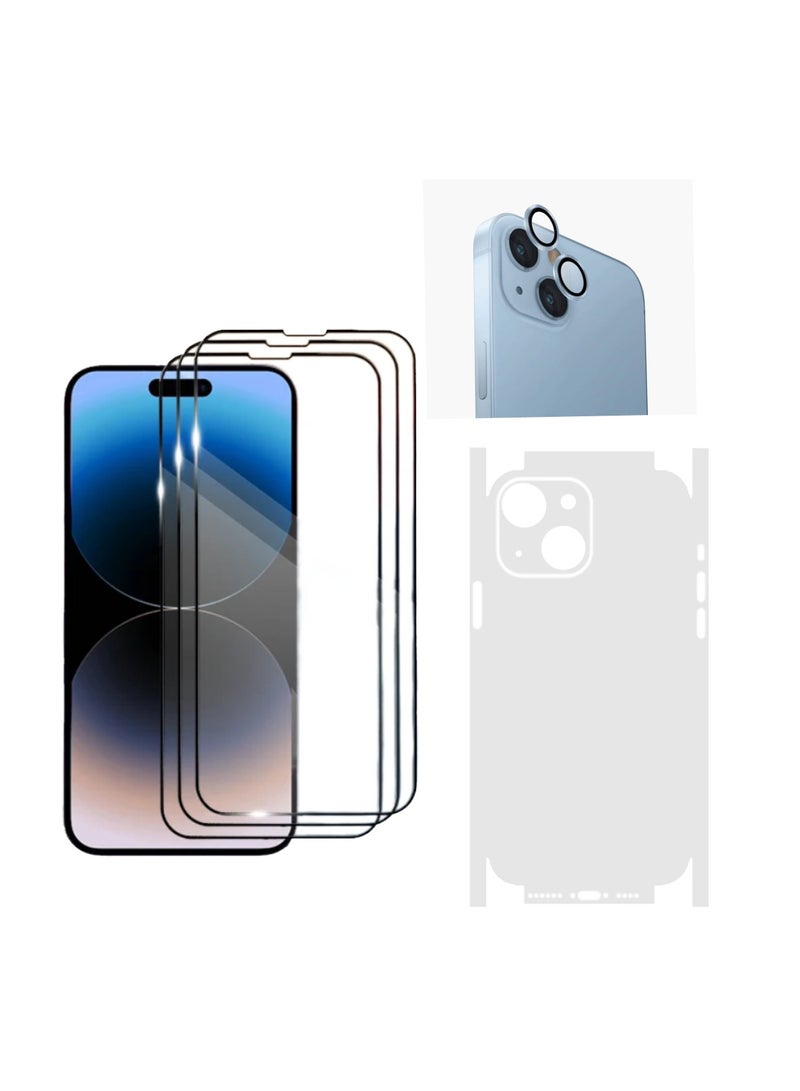 Digi Core مجموعة تغطية كاملة لهاتف iPhone 14 Plus واقي شاشة 3 عبوات 6.7 بوصة 2.5D حواف منحنية مع عدسة كاميرا iPhone 14 Plus وورقة شفافة من مادة PVC مضادة للخدش (iPhone 14 Plus، أزرق) - Image 1