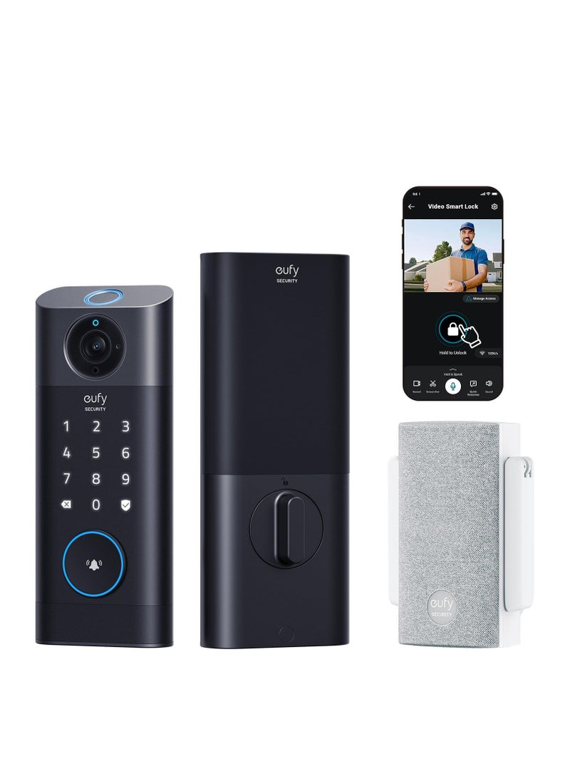 eufy Video Smart Lock S330, 3-in-1 Camera+Doorbell+Fingerprint Keyless Entry ,BHMA, WiFi Door Lock,App Remote Control,2K HD,Doorbell Camera with Chime,No Monthly Fee,SD Card Required  - Image 1