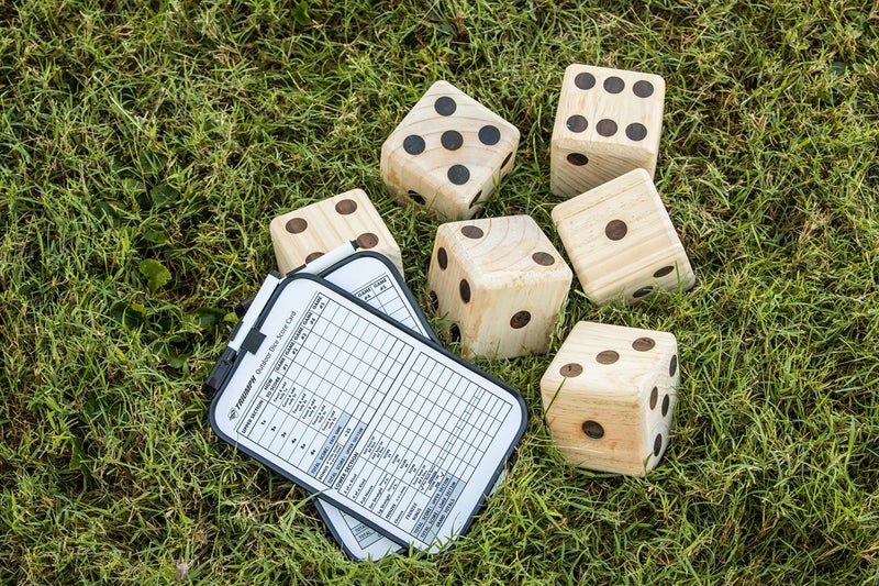 Triumph Sports TRIUMPH Giant Wooden Lawn Dice - Includes 6 Large Lawn Dice, Dry-Erase Scorecards, Markers and Carry Bag - Image 2