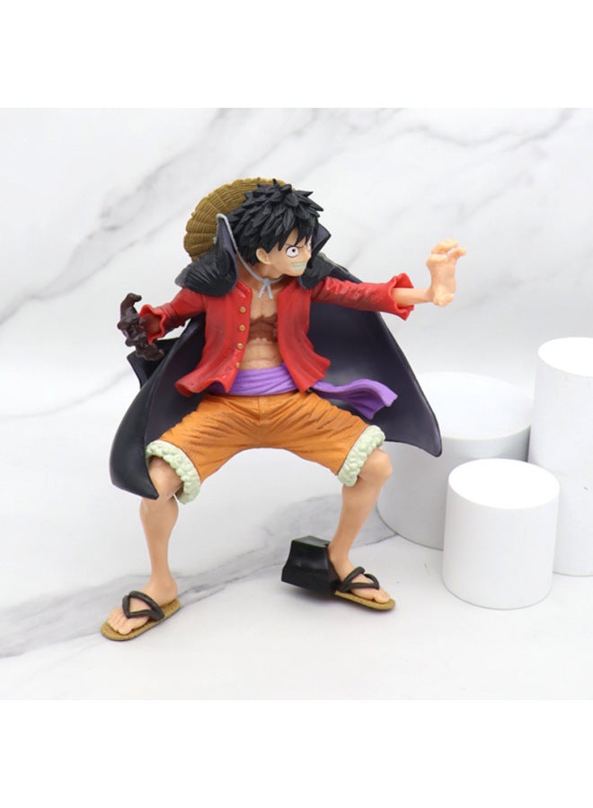 Artistic King Style Luffy Manteau Battle Suit Squatting Posture Figurine Model Boxed Handheld Toy One Piece Series-Color:Cape Luffy (boxed) - Image 2