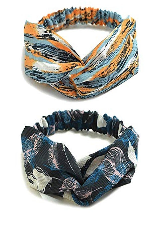 FAMEZA 10 Pack Women's Headbands Boho Flower Printing Twisted Criss Cross Elastic Hair Band Accessories - Image 3