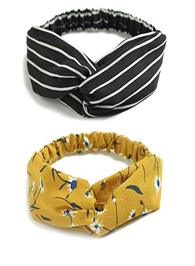 FAMEZA 10 Pack Women's Headbands Boho Flower Printing Twisted Criss Cross Elastic Hair Band Accessories - Image 4