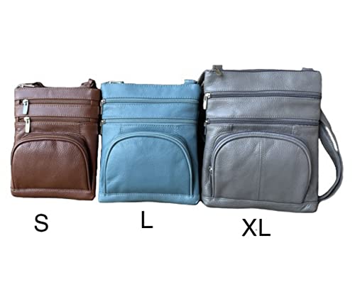 Roma Leathers Genuine X-Large Crossbody Purse, Multi-Pocket, Adjustable Strap, XL, Turquoise - Image 4