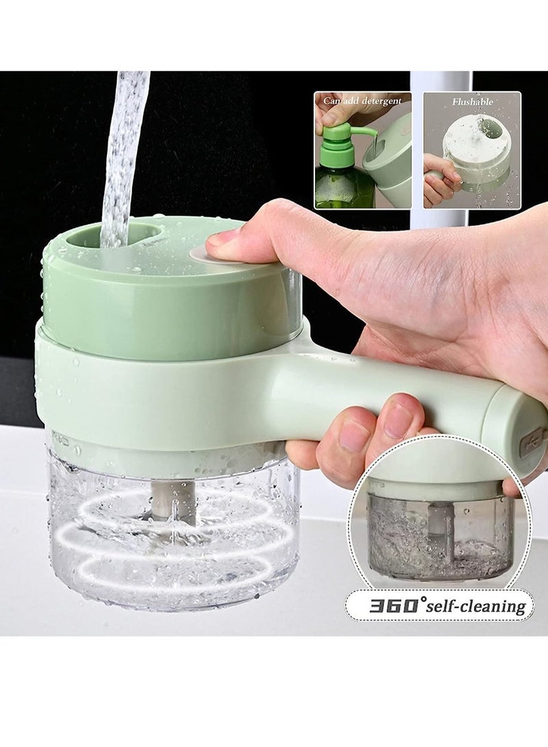 4 in 1 Hand help Electric Vegetable Cutter Set, Portable Mini Wireless Food Processor with Brush Gatling Vegetable Cutter Electric Garlic Chopper for Garlic Pepper Chili Onion Celery - Image 5