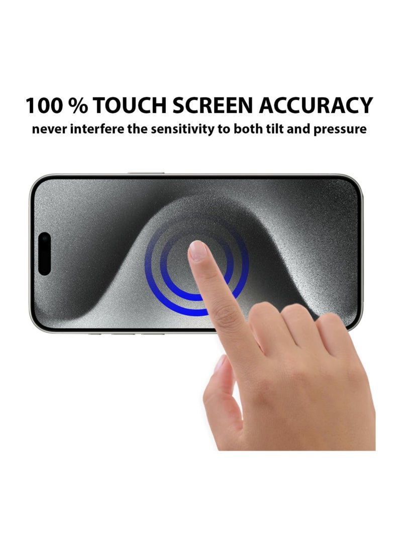 9 إتش واقي شاشة لهاتف آيفون 15 برو ماكس، واقي شاشة من الزجاج المقوى عالي الجودة لهاتف آيفون 15 برو ماكس 6.7 أسود/شفاف - Image 2