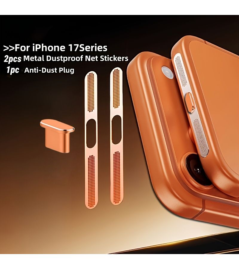 ثلاث قطع شبك معدن مقاوم للغبار لمكبر الصوت مع مجموعة سدادات مقاومة للغبار لجهاز iPhone 17 Pro باللون الفضي - Image 3