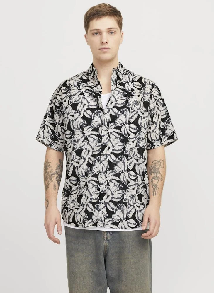 جاك اند جونز Jorjoshua Split Printed Relaxed Fit Shirt