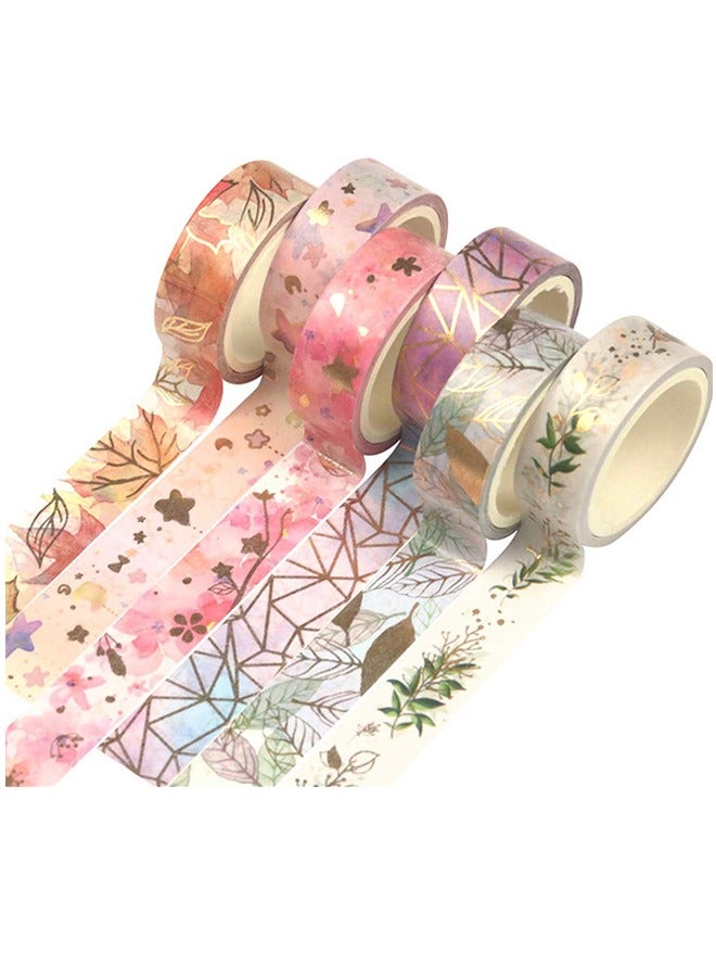 Organizer 6 Rolls Gold Tape Set, Wide gold foil Masking Tape Decorative for Arts, DIY Crafts, Journal Supplies, Planners, Scrapbook, Card / Gift Wrapping 15mm ( Beauty of Nature ) - Image 1