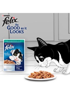 PURINA Felix As Good As It Looks Wet Food For Adult Cats|Complete And Balanced Cat Food |Tuna Flavour|Pack Of 12 Pouches (12 X 85 G),Pack Of 1  - Image 4