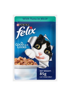 PURINA Felix As Good As It Looks Wet Food For Adult Cats|Complete And Balanced Cat Food |Tuna Flavour|Pack Of 12 Pouches (12 X 85 G),Pack Of 1  - Image 2