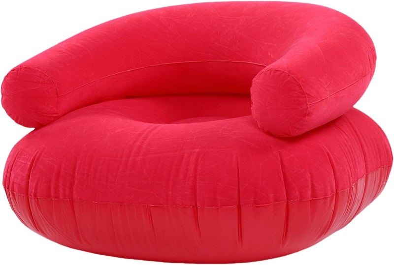 Inflatable Couch, U Shaped Backrest and 198lbs Capacity Portable Sofa, Inflatable Lounge Chair with Soft PVC Flocking Material for Adults Kids Indoor Outdoor Use in Living Room (Rose Red) - Image 5