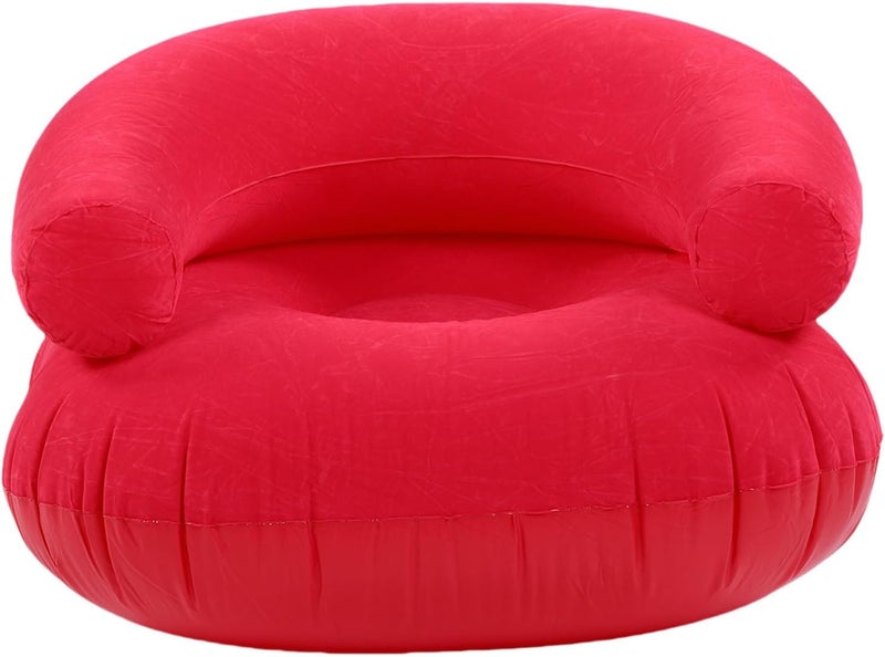 Inflatable Couch, U Shaped Backrest and 198lbs Capacity Portable Sofa, Inflatable Lounge Chair with Soft PVC Flocking Material for Adults Kids Indoor Outdoor Use in Living Room (Rose Red) - Image 4