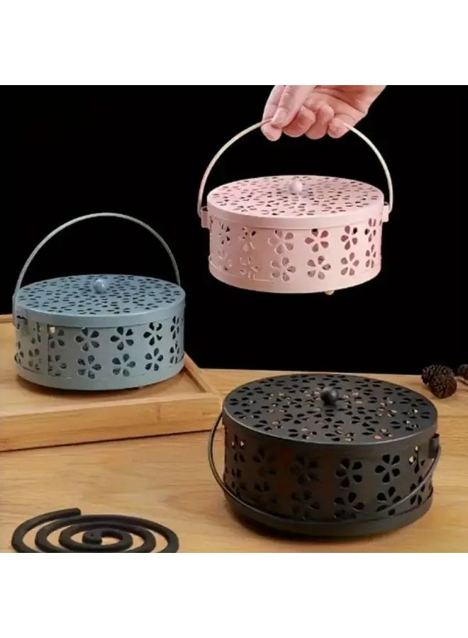 علبة معدنية قديمة لجذب البعوض بتصميم زهري بألوان عشوائية محمولة بمقبض لموقد التخييم - Image 1