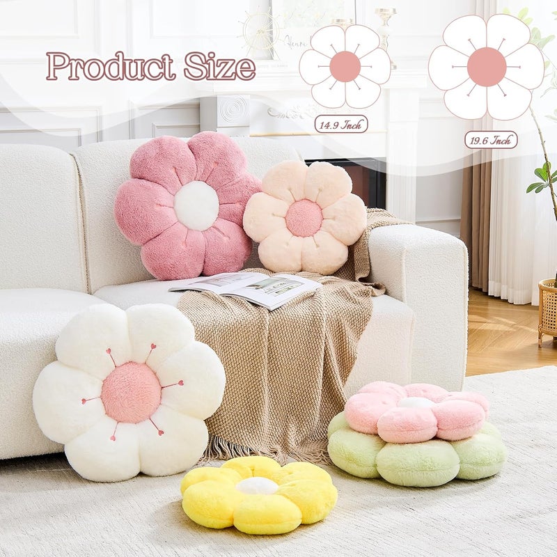 VBGYA Flower Pillow Cute Flower Shaped Pillows Decorative Daisy Pillow for Bed Aesthetic Home Decor Floral Throw Pillows Floor Seating Cushion (Yellow, Small-14.9 Inch) - Image 2