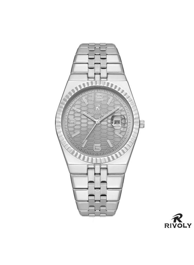 This is a men's stainless steel wristwatch from Rivoli.