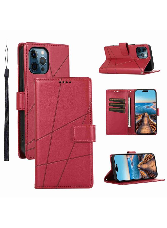 Zaboon Case For iPhone 12 Pro Max PU Genuine Leather Texture Embossed Line Phone Case - Image 1