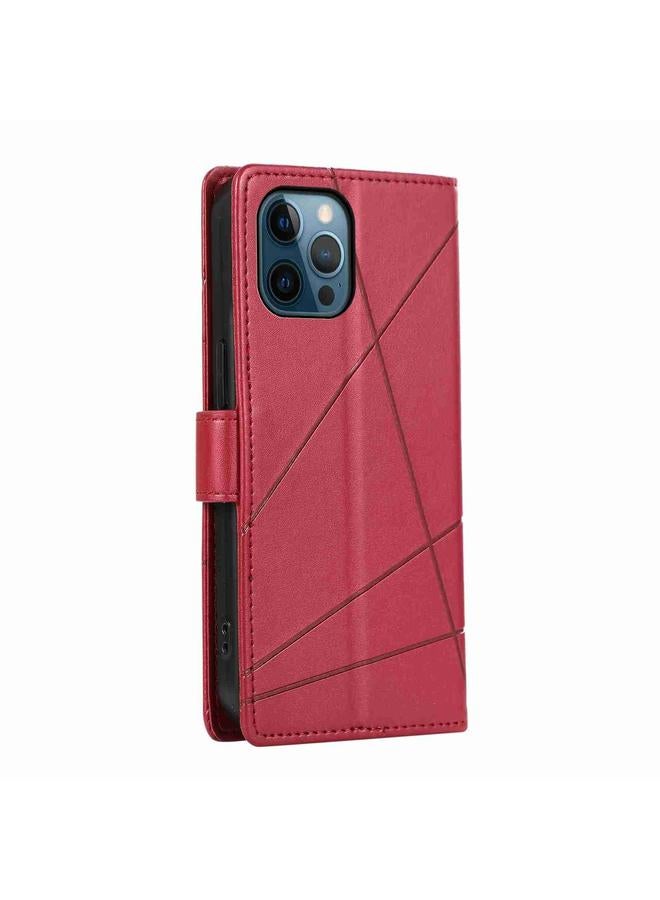 Zaboon Case For iPhone 12 Pro Max PU Genuine Leather Texture Embossed Line Phone Case - Image 3