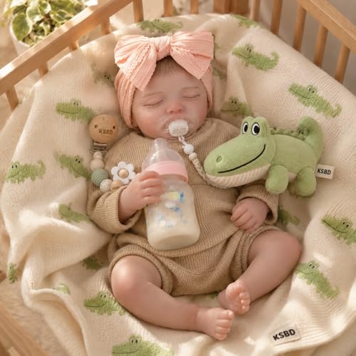 KSBD Realistic Reborn Baby Dolls20 inch Sleeping Lifelike Newborn Real Life Baby Dolls Soft Cloth Body with Feeding Toy Accessories for Kids Age 3 - Image 5