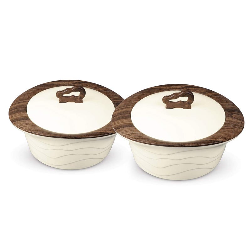 Trueware TRUEWARE Zinna Fusion Casserole Set of 2 750ml1000ml Inner Steel CasseroleDark Brown PU Insulated BPA free Odour Proof Food Grade Easy to Carry Easy to Store Ideal For Chapatti Roti Curd Maker Kitchen Storage Kitchen accesseroies Thermoware Hot Pot  - Image 1
