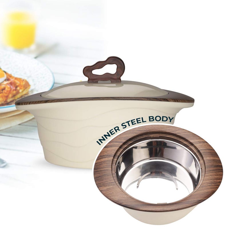 Trueware TRUEWARE Zinna Fusion Casserole Set of 2 750ml1000ml Inner Steel CasseroleDark Brown PU Insulated BPA free Odour Proof Food Grade Easy to Carry Easy to Store Ideal For Chapatti Roti Curd Maker Kitchen Storage Kitchen accesseroies Thermoware Hot Pot  - Image 3