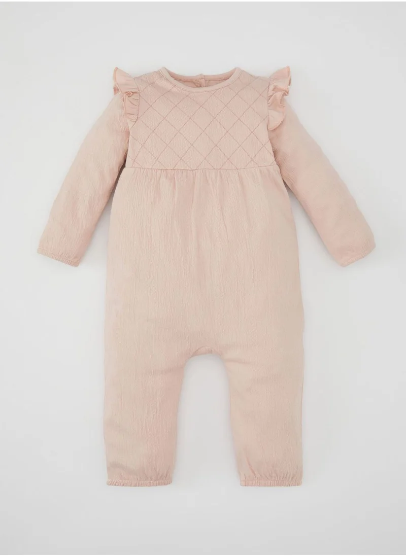 ديفاكتو Crinkle Fabric Regular Fit Crew Neck Jumpsuit