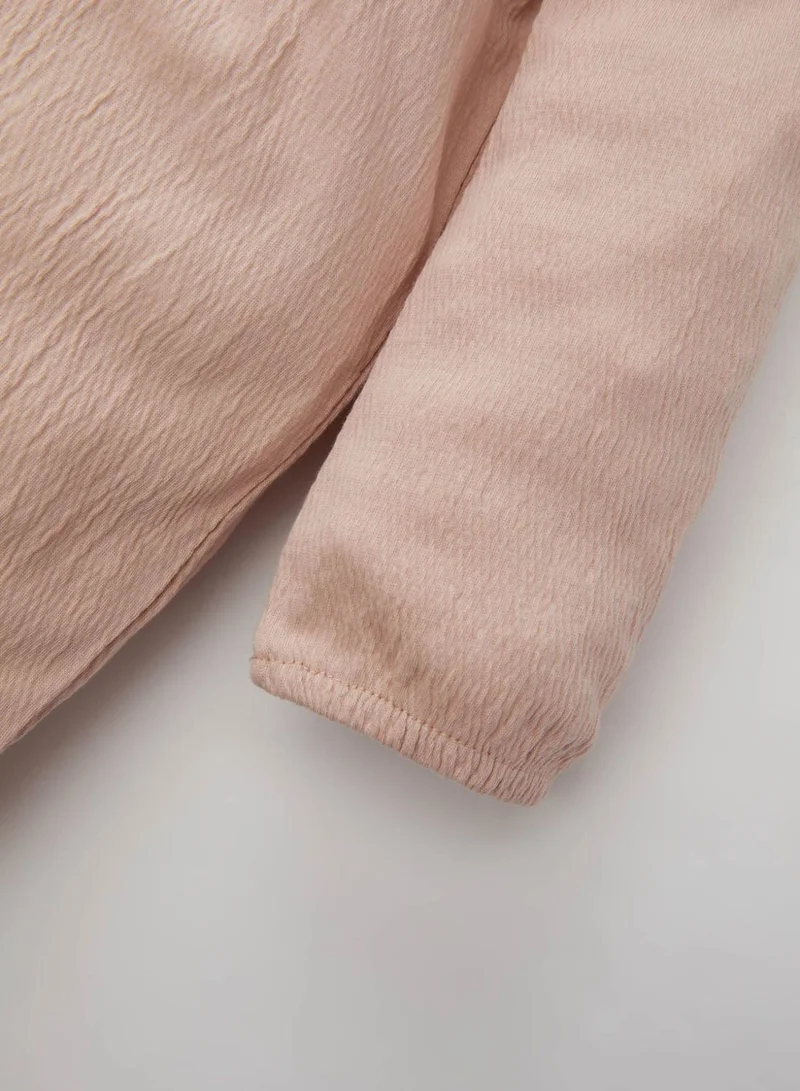 ديفاكتو Crinkle Fabric Regular Fit Crew Neck Jumpsuit