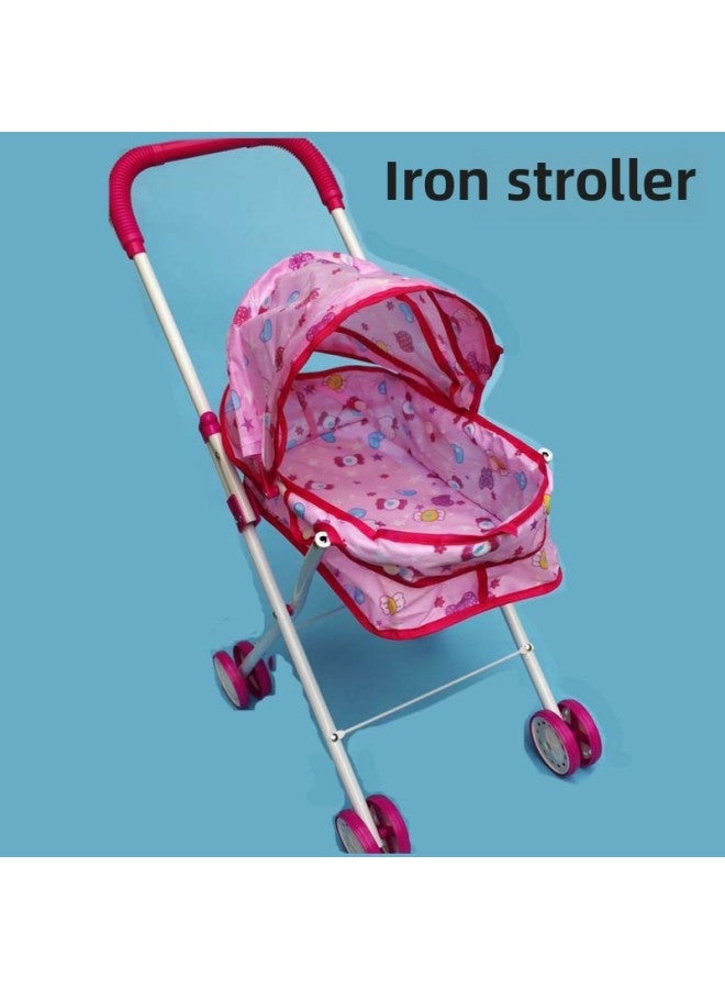 Children's Toys Trolley Doll Girls Play House Toy Trolley Toy Baby Trolley-Color:Reclining With Basket - Image 2