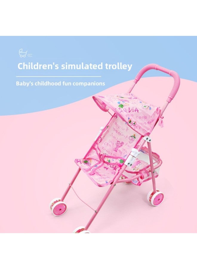 Children's Toys Trolley Doll Girls Play House Toy Trolley Toy Baby Trolley-Color:Reclining With Basket - Image 1