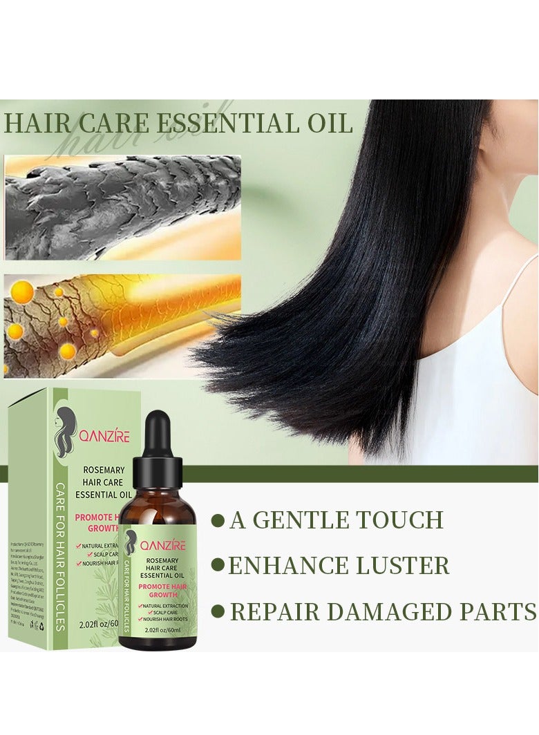 QANZIRE Rosemary Hair Oil Hair Care Essence Promotes Hair Growth, Strengthens Hair, Nourishes The Scalp, Is Light And Non-Greasy, Improves Scalp Circulation, Suitable for Both Men and Women - Image 3