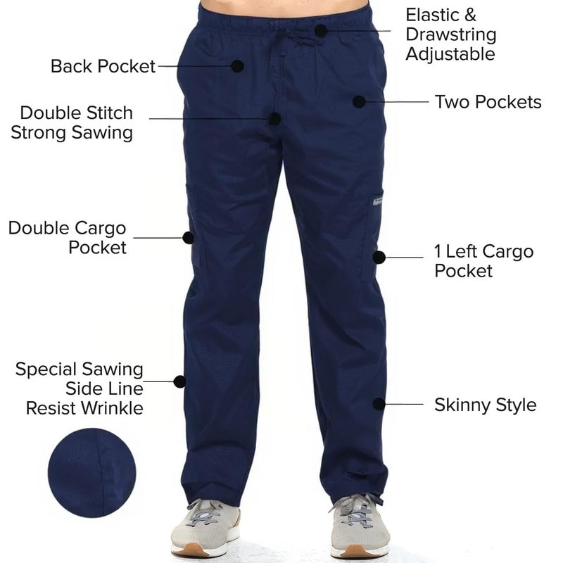 Dagacci Medical Uniform Womens and Mens Scrub Set Unisex Medical Scrub Shirt Top and Pant, Navy, Medium - Image 5