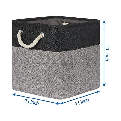 Temary Storage Baskets 4 Pack Fabric Storage Cubes Basket for Organizing, Collapsible Cloth Baskets with Handles for Shelves, Home, Closet (Black&Gray) - Image 2