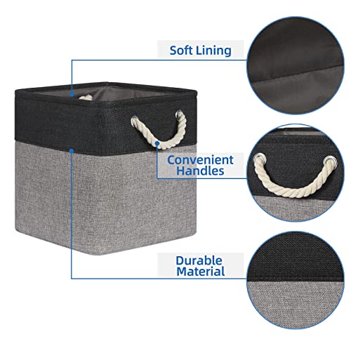 Temary Storage Baskets 4 Pack Fabric Storage Cubes Basket for Organizing, Collapsible Cloth Baskets with Handles for Shelves, Home, Closet (Black&Gray) - Image 3