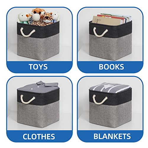 Temary Storage Baskets 4 Pack Fabric Storage Cubes Basket for Organizing, Collapsible Cloth Baskets with Handles for Shelves, Home, Closet (Black&Gray) - Image 5