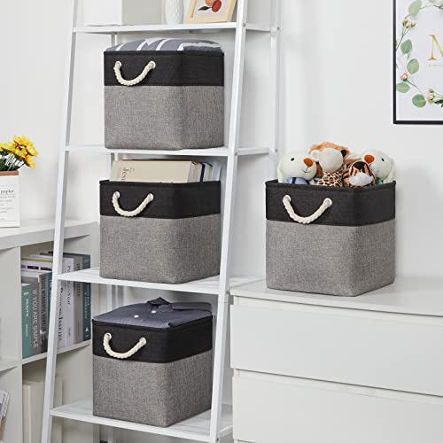 Temary Storage Baskets 4 Pack Fabric Storage Cubes Basket for Organizing, Collapsible Cloth Baskets with Handles for Shelves, Home, Closet (Black&Gray) - Image 4
