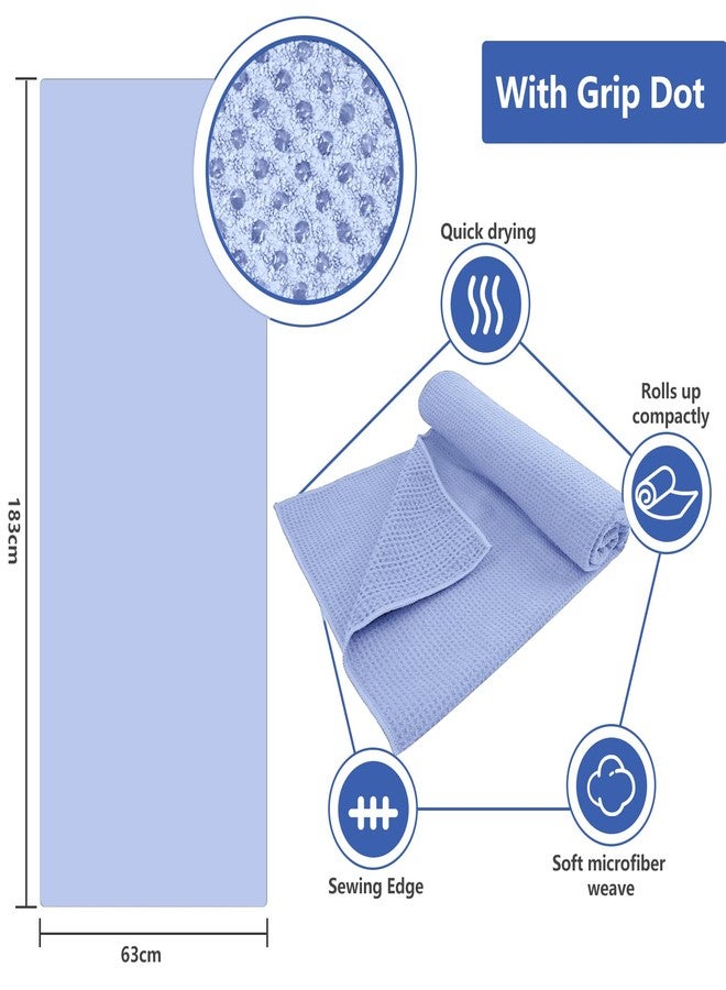 Vnoss Hot Yoga Towel - Microfiber Non Slip Yoga Mat Towel with Grip Dot Sweat Absorbent Towel for Hot Yoga, Pilates and Fitness 72" x 24", Blue - Image 3