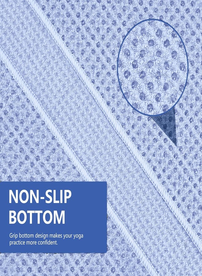 Vnoss Hot Yoga Towel - Microfiber Non Slip Yoga Mat Towel with Grip Dot Sweat Absorbent Towel for Hot Yoga, Pilates and Fitness 72" x 24", Blue - Image 2