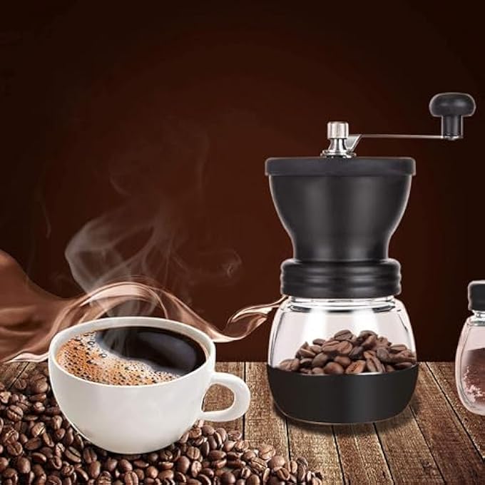 PARACITY Manual Coffee Bean Grinder With 2 Glass Jars11Oz Each Hand Coffee Grinder Mill With Ceramic Burr Hand CrankHandheld Small Portable Coffee Grinders With BrushSpoon For Camping - Image 3