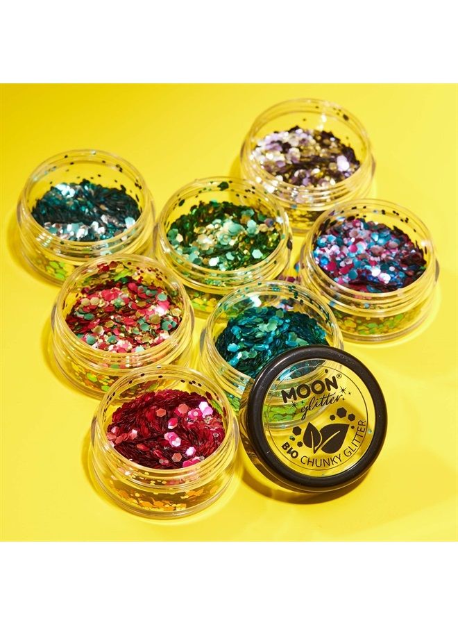 Moon Glitter Mystic Bio Biodegradable Eco Chunky Glitter by Moon Glitter - 100% Cosmetic Bio Glitter for Face, Body, Nails, Hair and Lips - 3g - Shamrock - Image 1