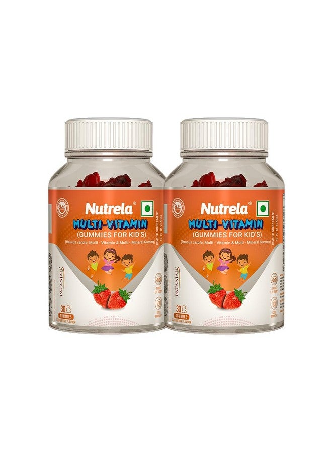 Nutrela Kids Multivitamin Gummies | Strawberry Flavour | Supports Immunity, Bone Health & Energy | 30 Gummies Pack of 2 | For Age 5+ | No Gelatin, No Artificial Colors. - Image 1