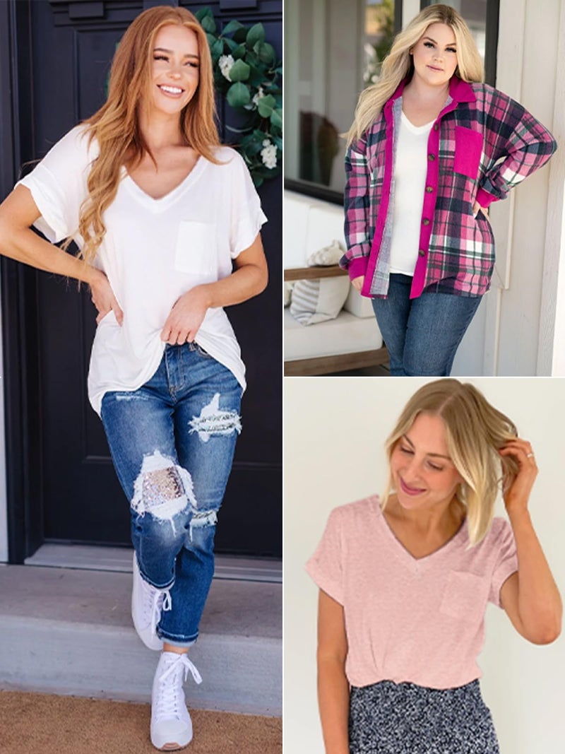 ATHMILE Short Sleeve Shirts for Women 2025 Spring Tops for Women Easter Summer Casual T Shirts Gray Green Beach - Image 4