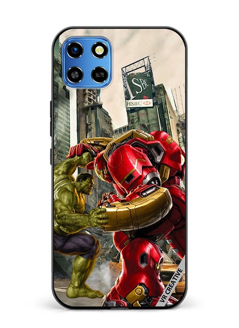Protective Case Cover For Infinix Smart 6 HD Hulk Vs Hulkbuster Design Multicolour