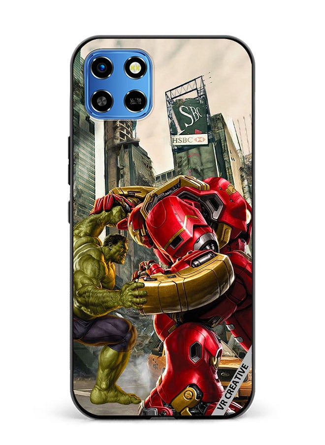 Protective Case Cover For Infinix Smart 6 HD Hulk Vs Hulkbuster Design Multicolour