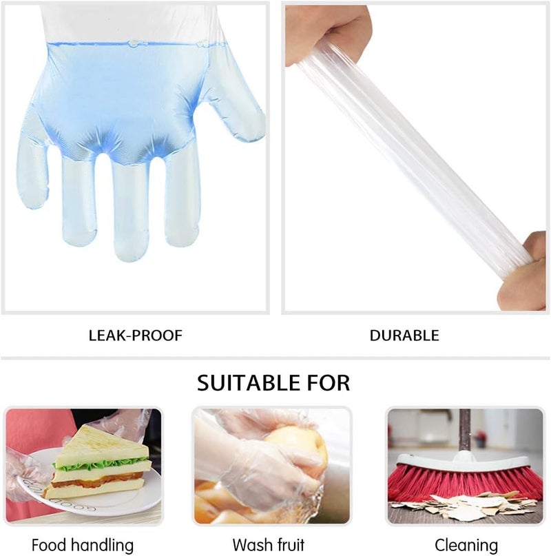 bvslf 300 pcs Transparent Reusable Disposable Gloves, Transparent & Disposable Gloves, Universal Size, Hand Gloves for Cleaning, Cooking, Washing, Serving & Handling Food, Hair Coloring - Image 4