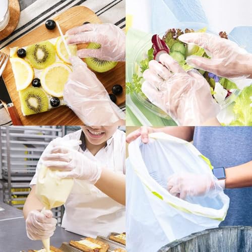 bvslf 300 pcs Transparent Reusable Disposable Gloves, Transparent & Disposable Gloves, Universal Size, Hand Gloves for Cleaning, Cooking, Washing, Serving & Handling Food, Hair Coloring - Image 3